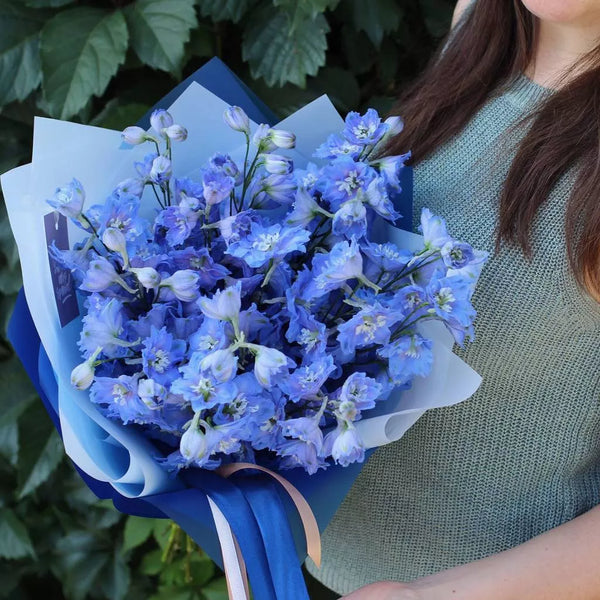 Flower bouquet with 13 Delphinium