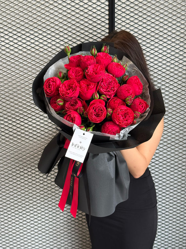 Flower bouquet with 20 Red Piano peony roses