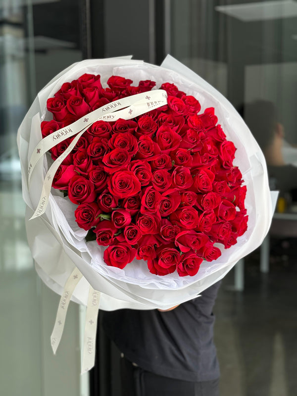 Flower bouquet with 75 long rose