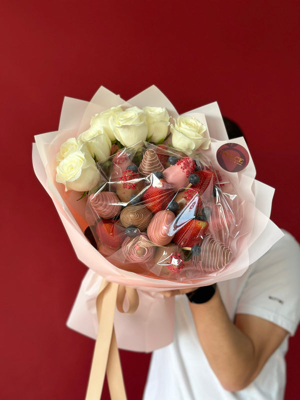 Strawberry and rose bouquet