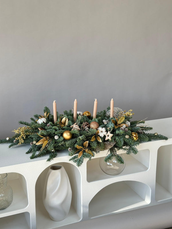 Christmas table arrangement "Gold L" 120 cm