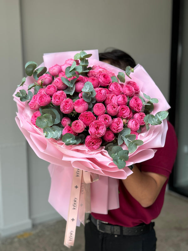 Flower bouquet "RITA" with peony rose and eucalyptus