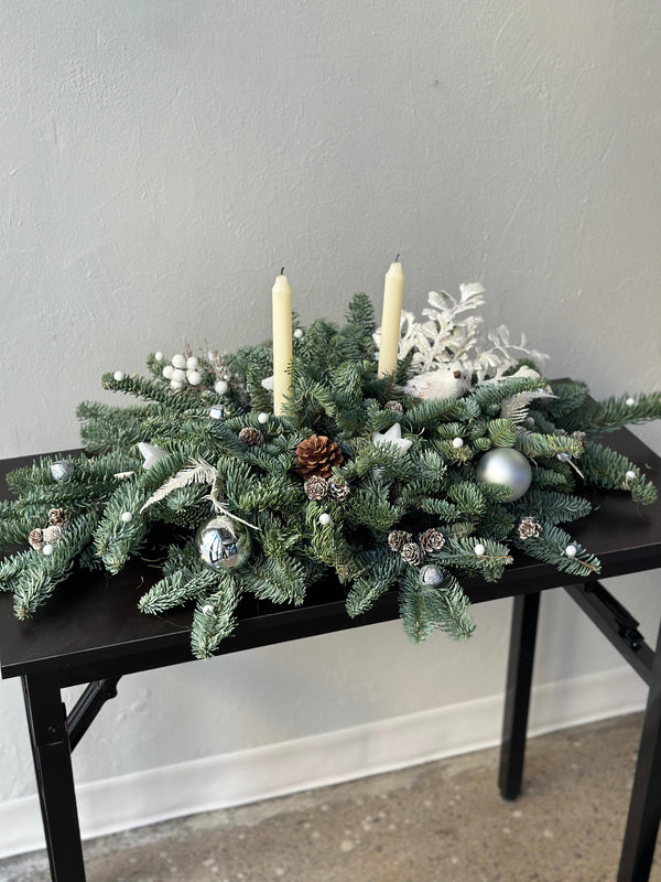 Christmas table arrangement "Silver M" 70 cm