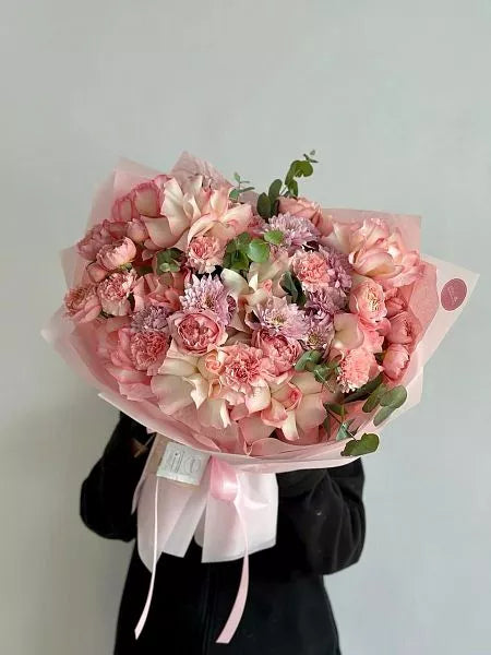 Flower bouquet "Floral Dance" with rose, chrysanthemum and peony rose