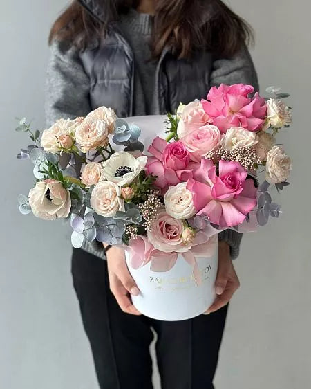 Flower bouquet "Petal Song" with rose, anemone and eucalyptus